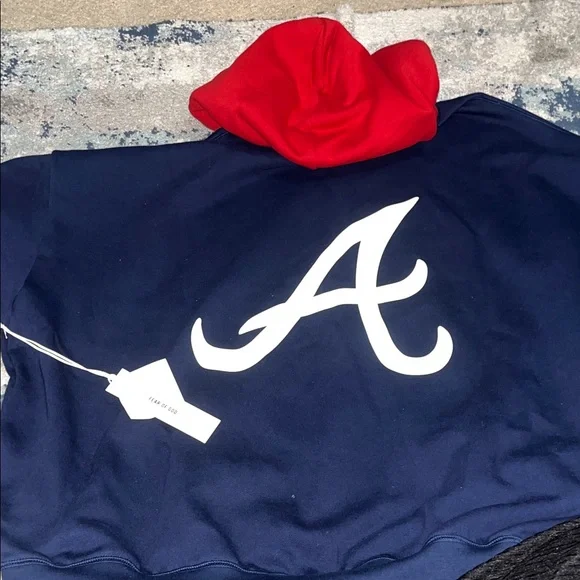 Fear of God -Atlanta Essentials -Navy and Red Hoodie - Picture 4 of 5